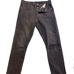 Levi's Women's Premium 501 S High‎ Rise Distressed Jeans Capital "E" Black Sz 30